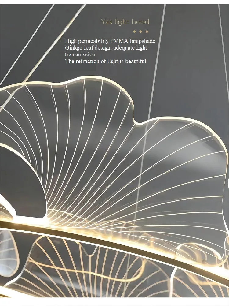Postmodern Creative Acrylic  Light Guide Plate LED Light Lotus Leaf Pendant Lamp Luxury Livingroom Diningroom Bedroom Chandelier