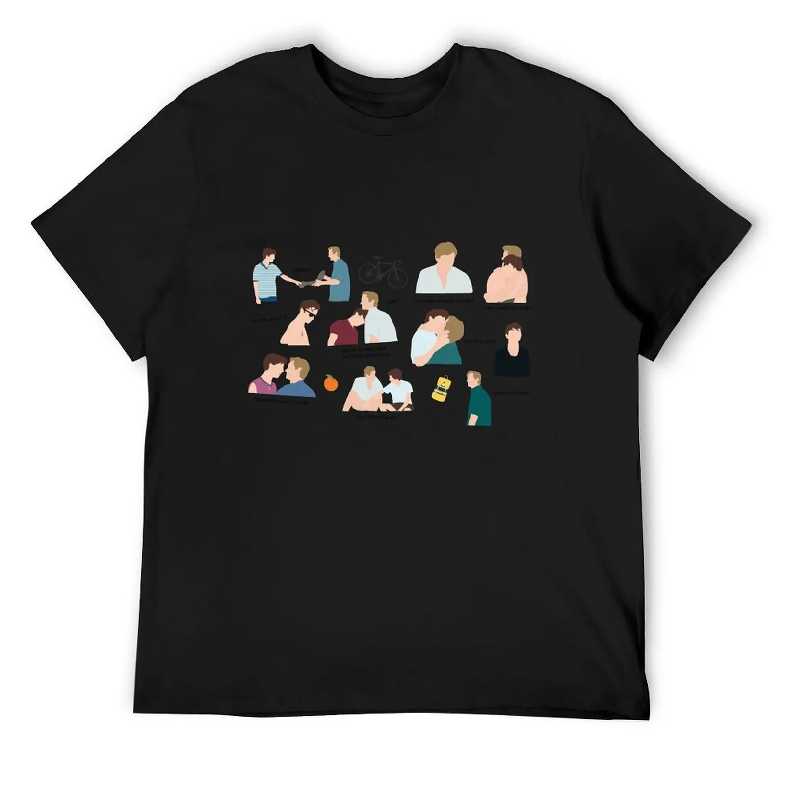 

Call Me By Your Name pattern with movie quotes T-Shirt vintage anime shirt blue lock t shirt for men