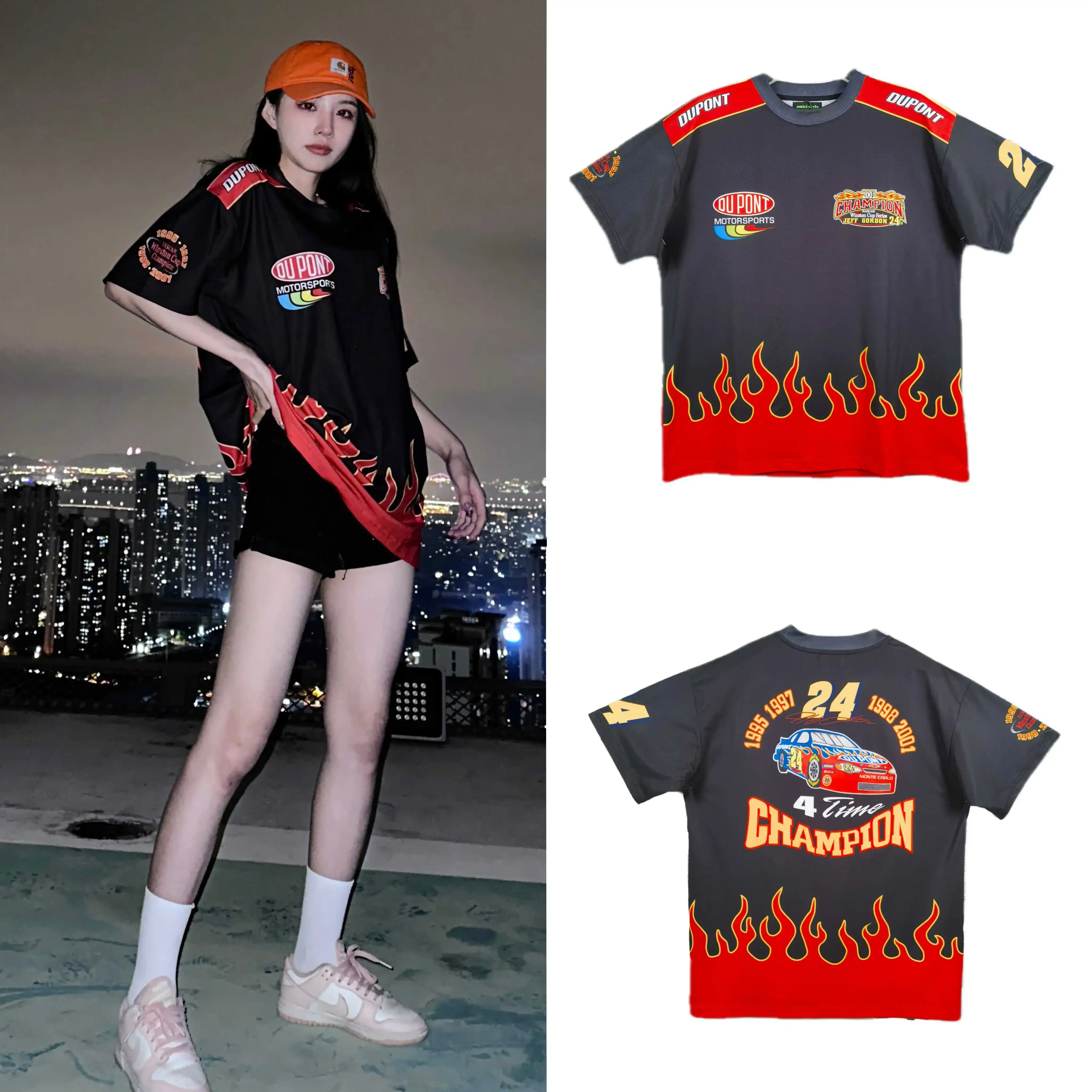 

Motorcycle Cycling T Shirt American Retro Ice Hockey Racing T Shirts Couple Jersey Short Sleeve Casual Hip Hop Streetwears Tees