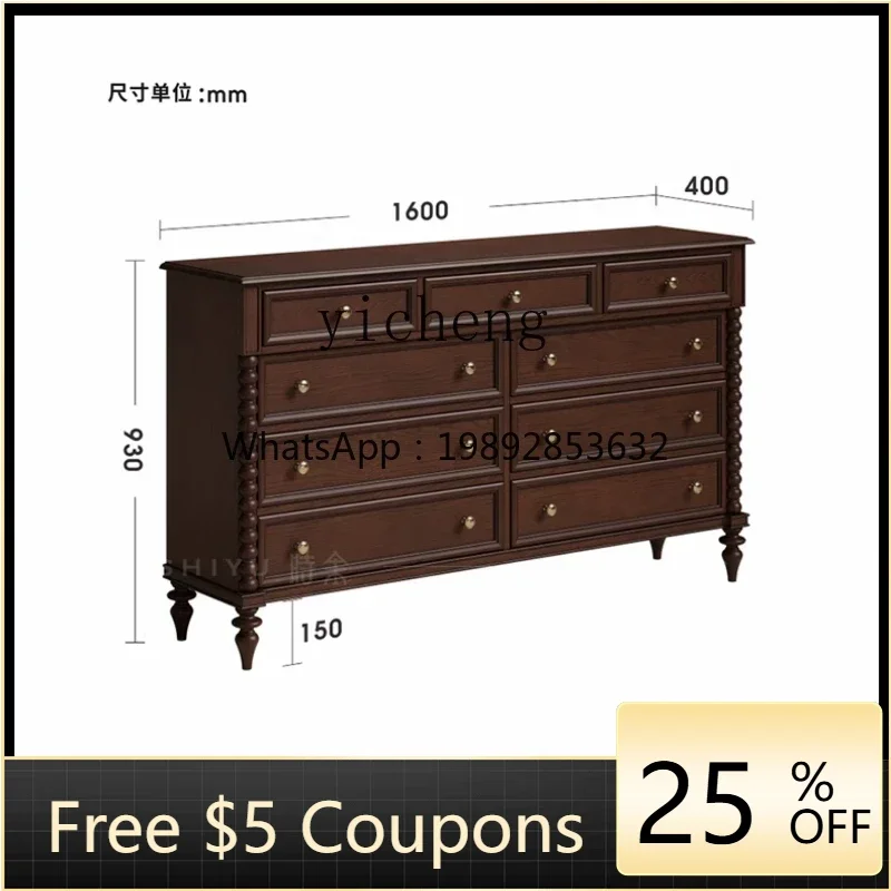 

AZ Locker American Solid Wood Nine Bucket Cabinet Alley Cabinet Middle Antique Bedroom Bedside Drawer Cabinet