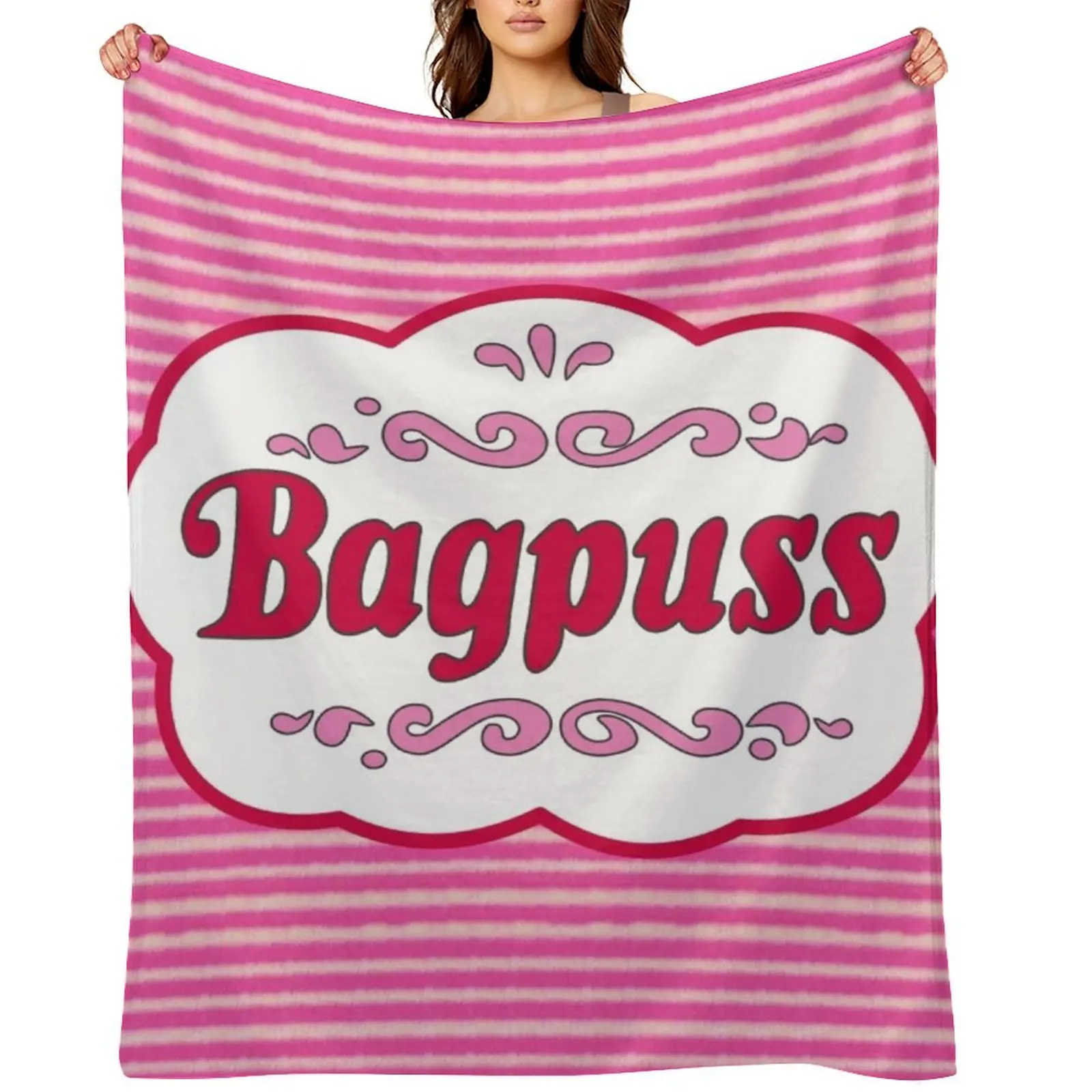 

Bagpuss Fur and logo Throw Blanket funny gift Decorative Sofas Beach christmas gifts Blankets