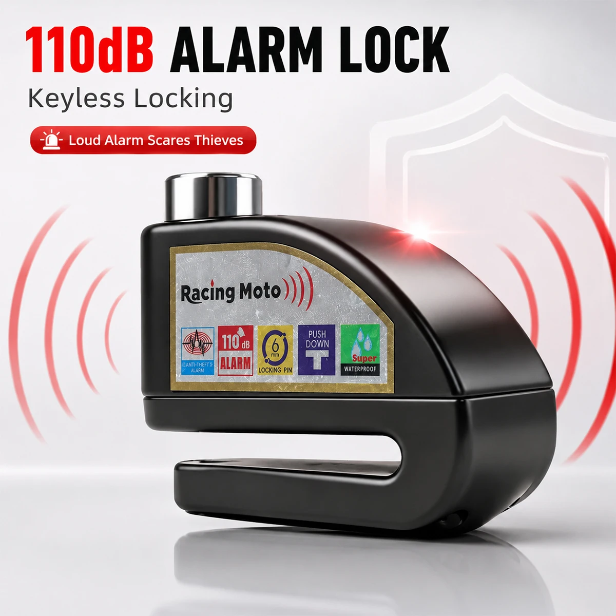 

Bicycle Motorcycle Lock Alarm Safety Protection Padlock Disc Aluminum Alloy Anti-Theft Reminder Rope Lock Bag Motorcycle Accesso