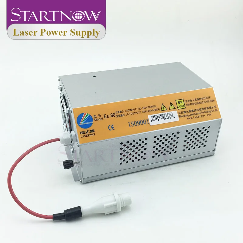 Startnow HY-ESA80 80W CO2 Laser Fonte de alimentação universal 110/220V de alta tensão ES Série 60-90W Gerador para máquina a laser