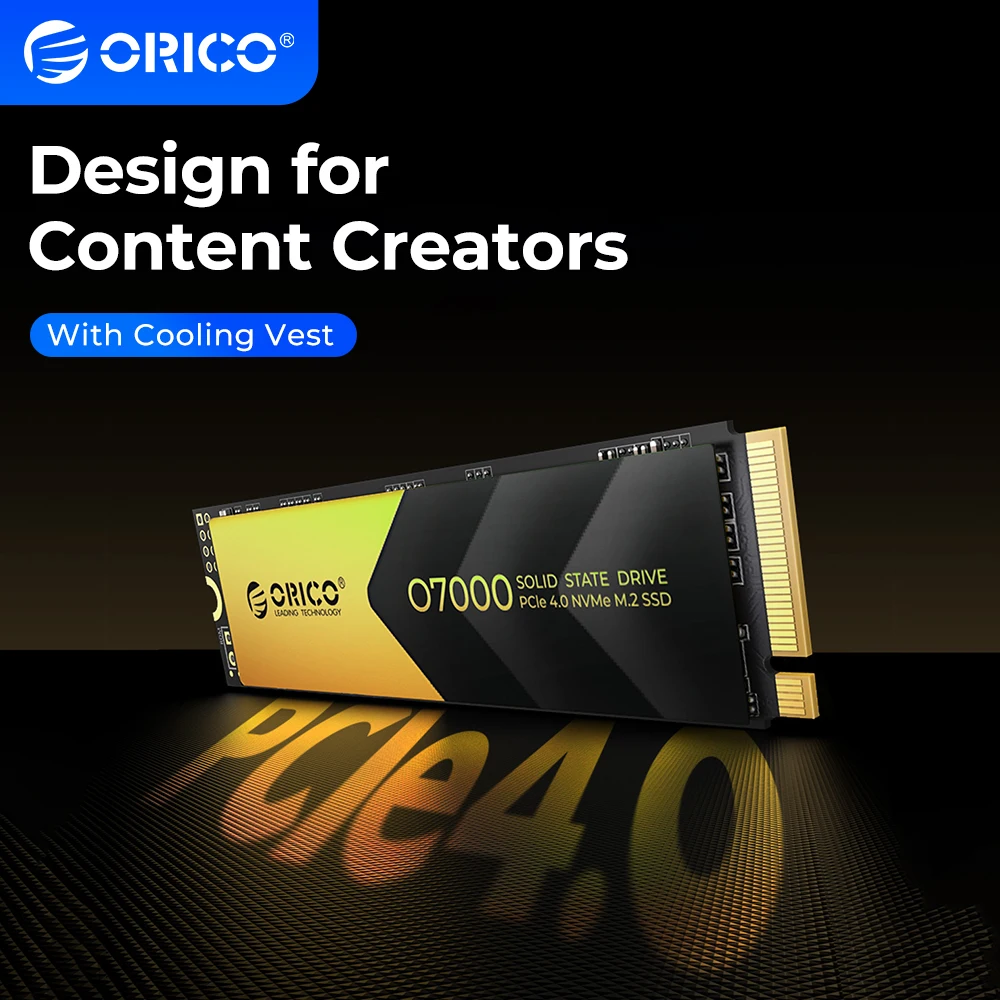 

ORICO O7000 M.2 M Key 2280mm SSD с охлаждающим жилетом для создателей содержания Новый внутренний твердотельный накопитель PCIe4.0 M.2 NVMe SSD