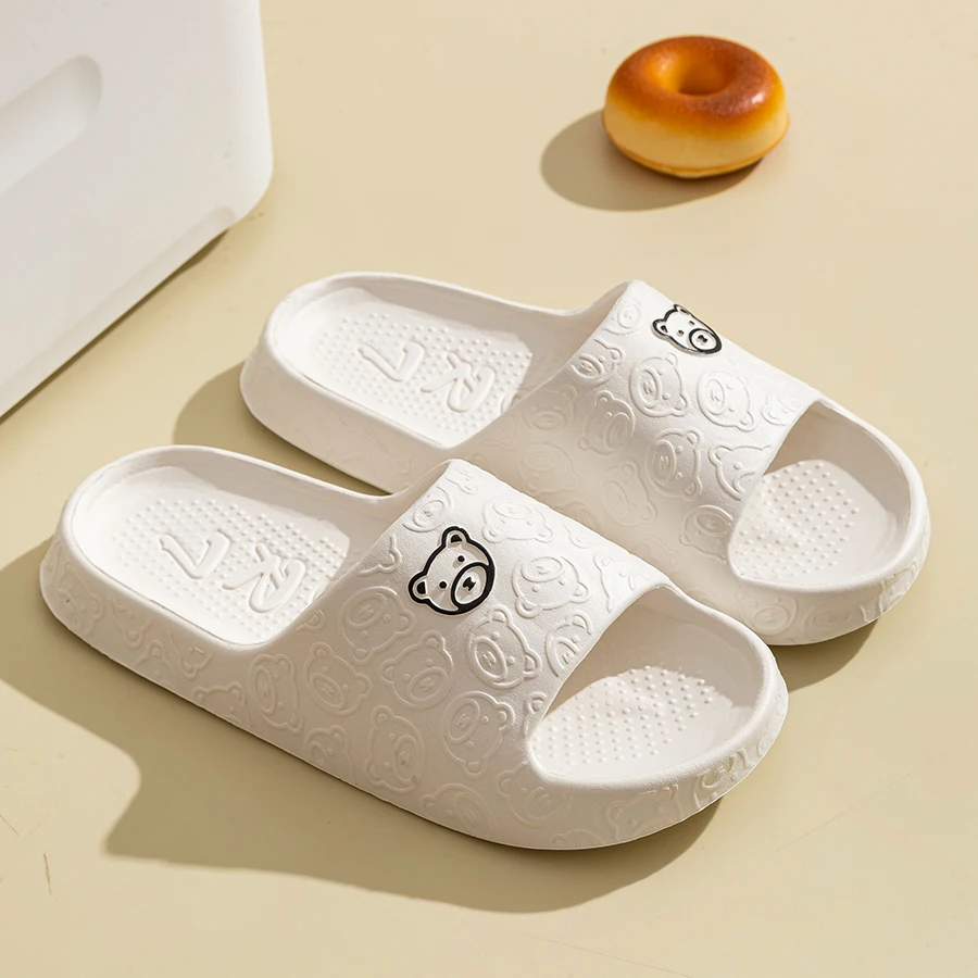 Printting Cute Bear Women Slippers Summer Indoor Soft Cartoon Sandals Bathroom Anti-slip Outdoor Comfy Men Leisure Shoes Couple view 5