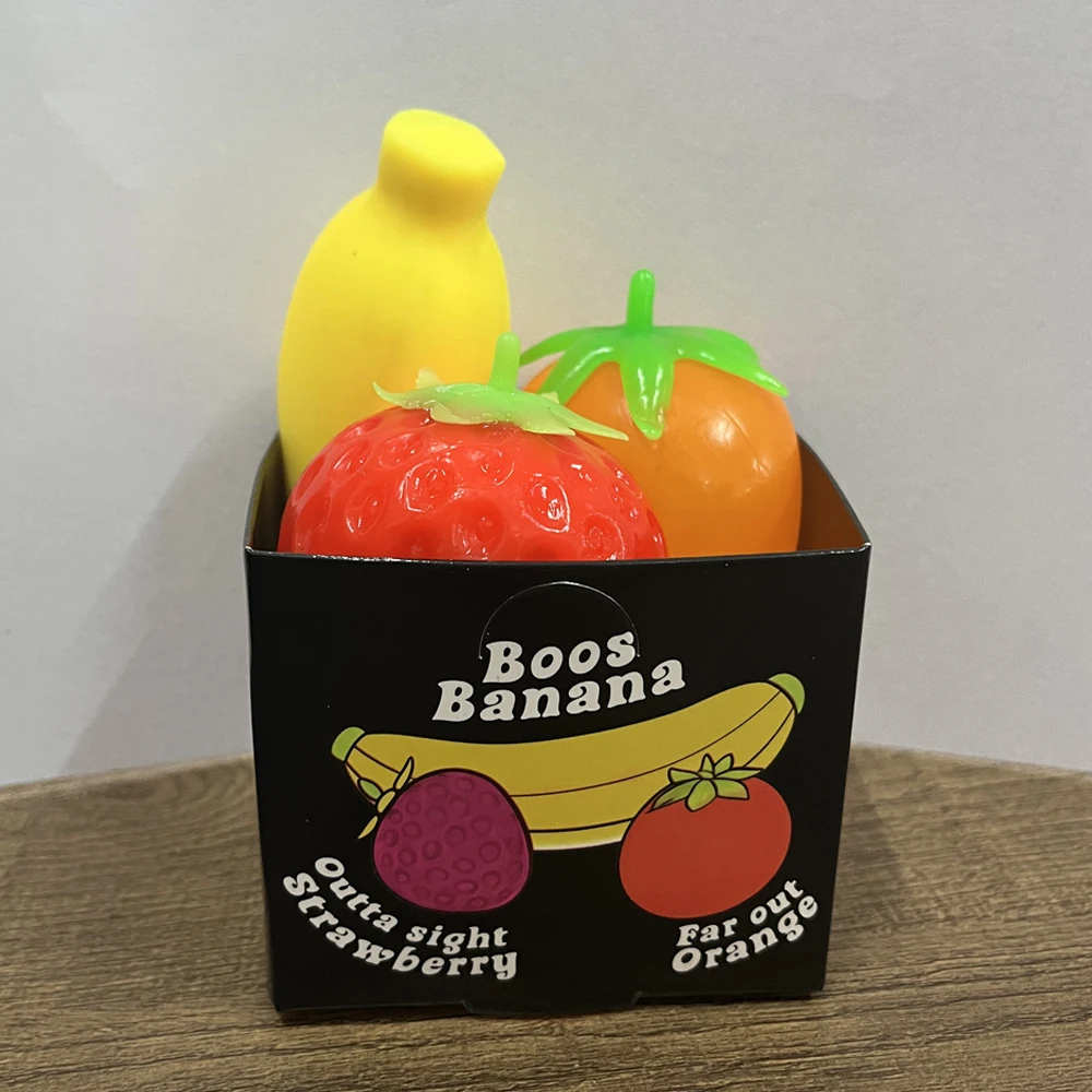 FruitSquishy Toy 3PCS Banana Orange Strawberry Slow Rising Anxiety Relief Stress Relief Relaxing Accessory In Stock Gift