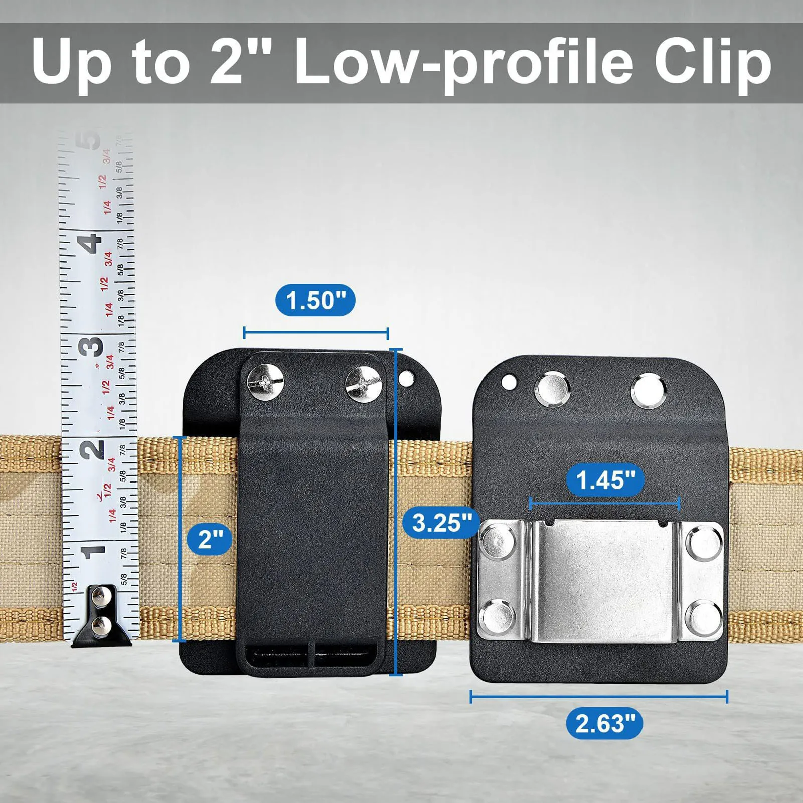 حامل حزام الحفر، خطاف من الفولاذ المقاوم للصدأ، شريط قياس الحفر الكهربائي، مشبك حزام للأحزمة بعرض يصل إلى 2 بوصة، حافظة الحفر #4