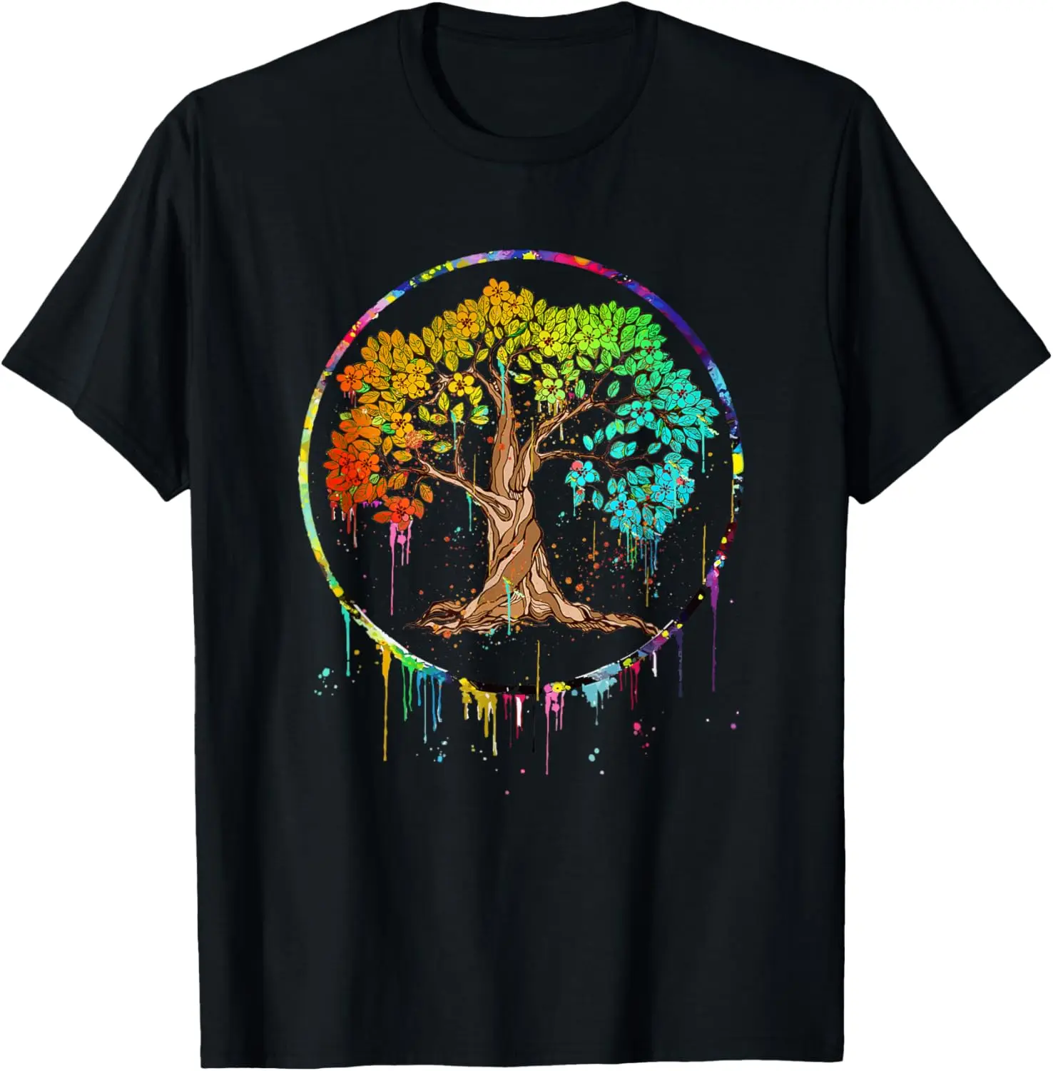 

Футболка Colorful Tree Life is Really Good Tree Art с акварельным кругом