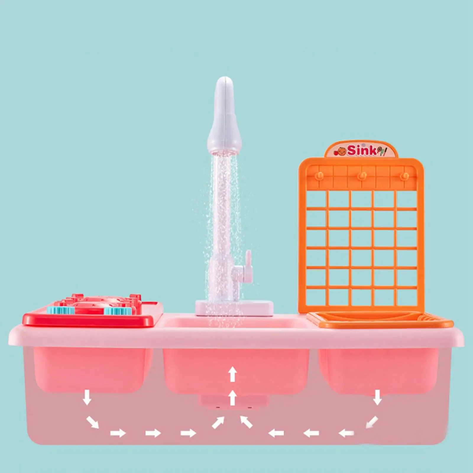 

Kitchen Sink Toys Electric Dishwasher Toy with Running Water for Children