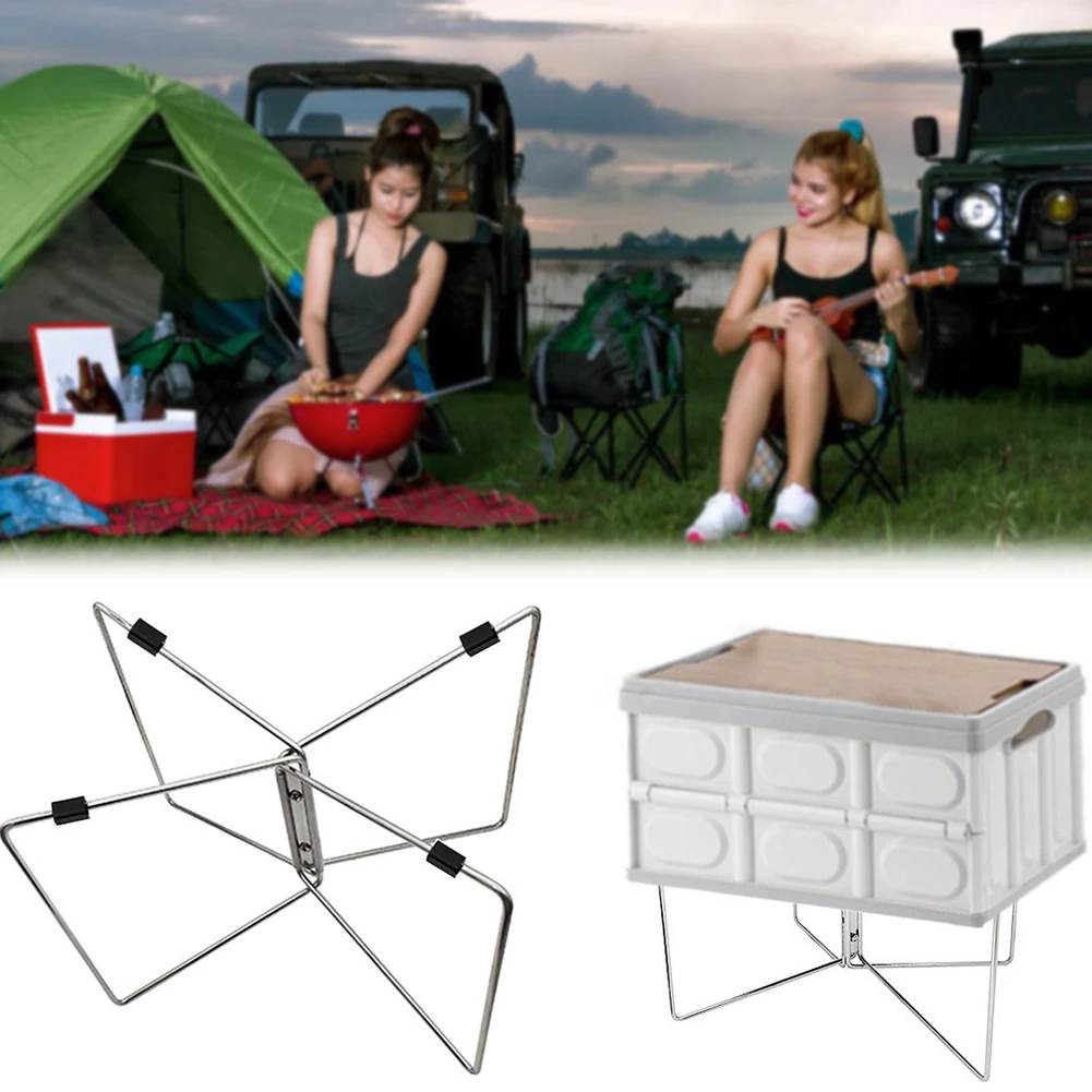 Metal Folding Rack For Camping Cooler Box Ice Bucket Anti-Rust Stable Suitcase Rack For Camping Picnic