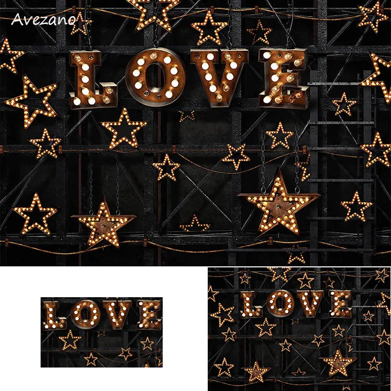 Avezano Backgrounds for Photography Love Heart Stars Light Retro Valentine Kids Portrait Decor Backdrop Photo Studio Photophone