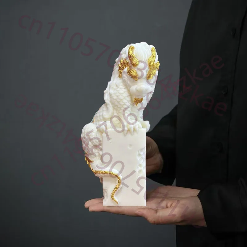 

Chinese White Dragon Mascot Statue Guardian Beast Home Room Office Table Decoration And Accessories Wealth Luck Feng Shui Decor