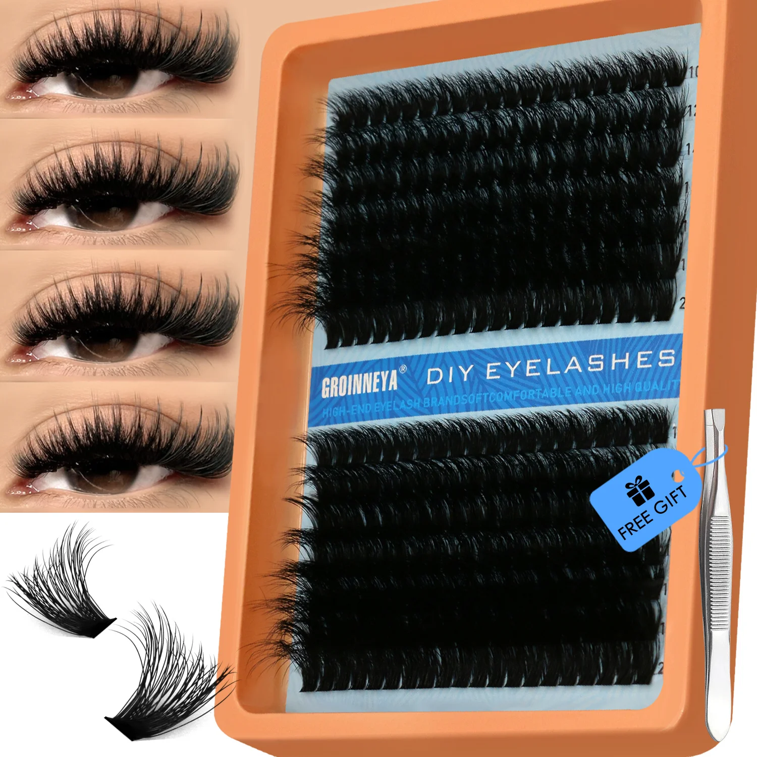 Natural Simulation DIY Self Grafting 60D 80D Thick Encrypted Cluster Eyelashes Large Capacity Artificial Lashes for Beauty & Hea