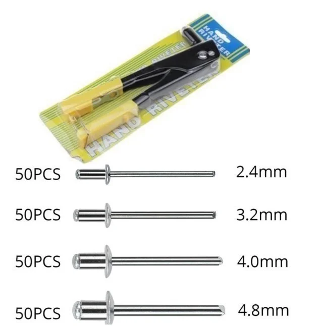 380/200/120/60個ヘビーbs340202銃セットハンドリベッターセットブラインドリベットペンチ銃diyリベットナット自動車ツール