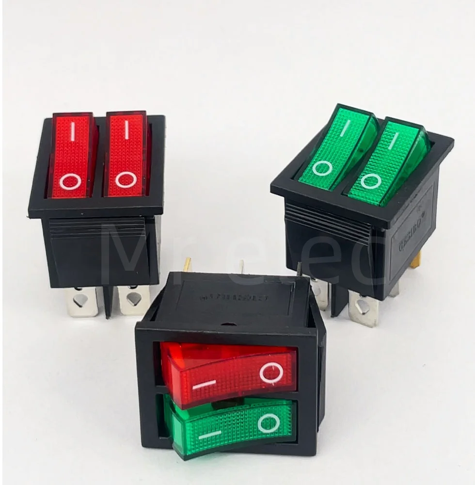 KCD8 6PIN  Rocker Switch Power Switch Duplex  ON-OFF 2Position 6 Pins With Light 16A 250VAC/ 20A 125VAC