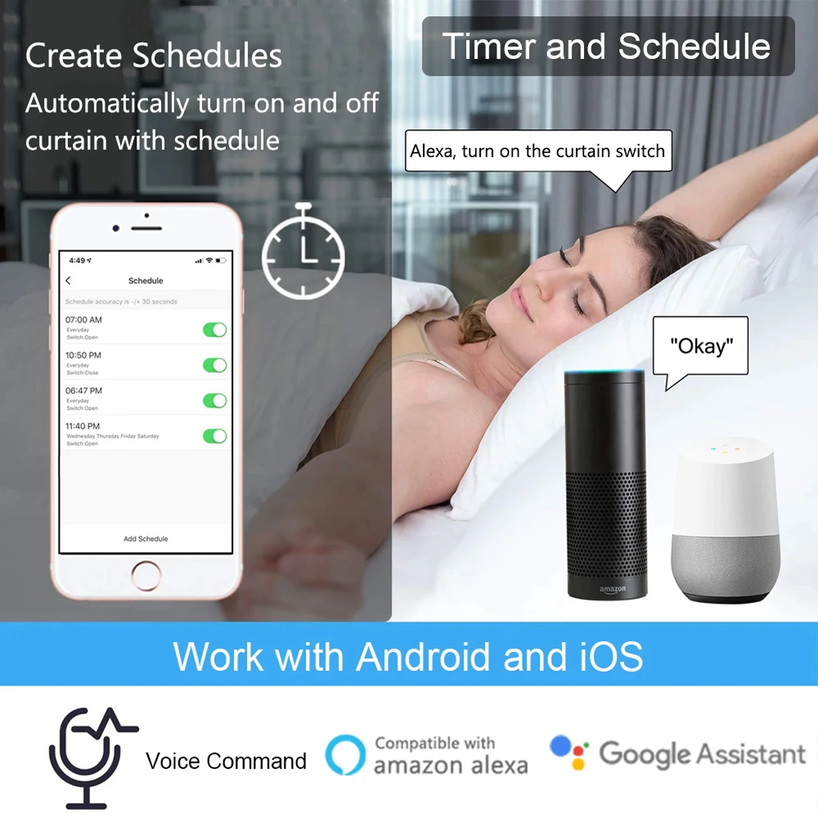 LoraTap WiFi Smart Curtain Switch Module Remote Control & Timer Works with Tuya Smart Life Google Home Alexa for Roller Blinds