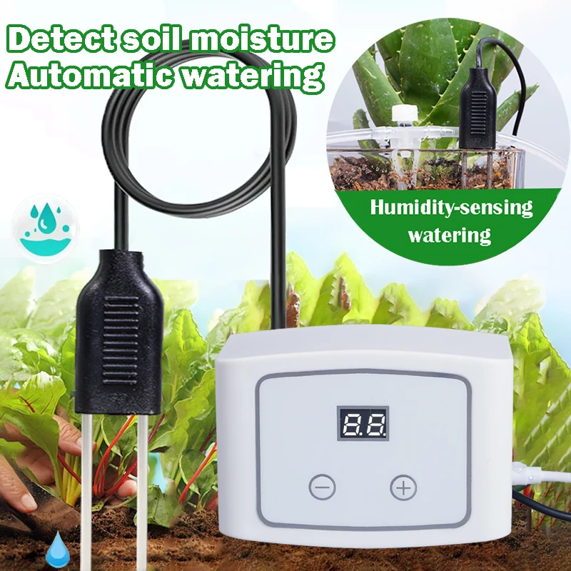 

Garden Soil Moisture Sensor Automatic Watering System Adjustable Drip Irrigation Kit Watering Device for Indoor Potted Plants