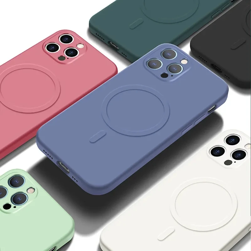 For iPhone 15 Pro Max Luxury Magsafe Magnetic Liquid Silicone Phone Case For iPhone 11 12 13 14 15 16 plus 17 Air X Xs Xr Cover - náhled 2