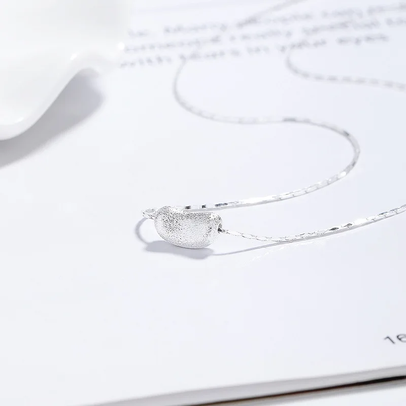 925 Sterling Silver Bamboo Chain Pea Necklace Luxury Niche Clavicle Chain Elegant Fashion Women's Pendant Necklace Daily Jewelry