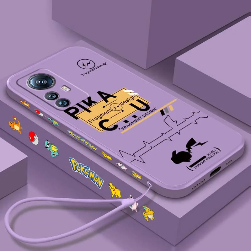 

P-Pokemons P-Pikachus Luxury For Xiaomi Mi 17 15 14T 14 13 13T 12 12T 12S 11 Lite Pro Ultra 5G Liquid Left Rope Phone Case