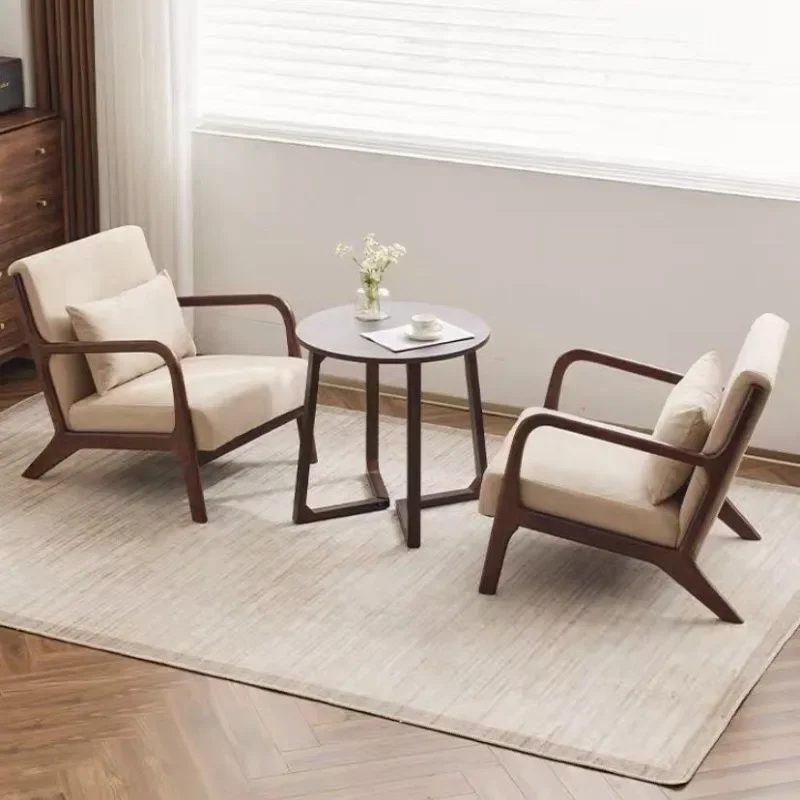 

New table and chair combination with one table and two chairs solid wood leisure simple balcony sofa chair dormitory high value