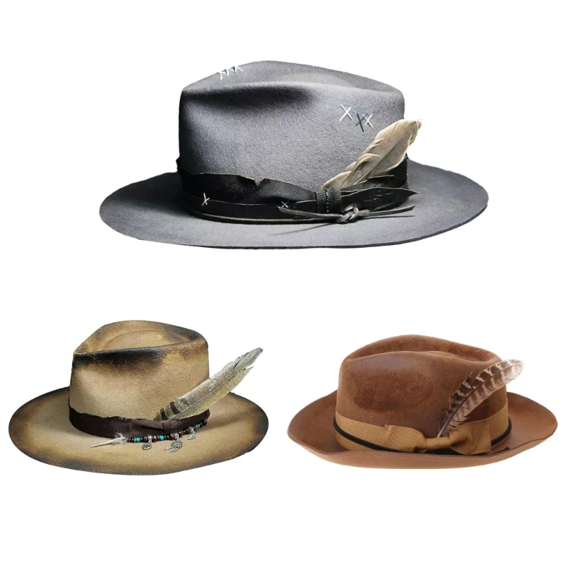 

Outdoor Gentlemen Hat Distressed Fedoras Hat Teens Festival Prom Hat Dropship