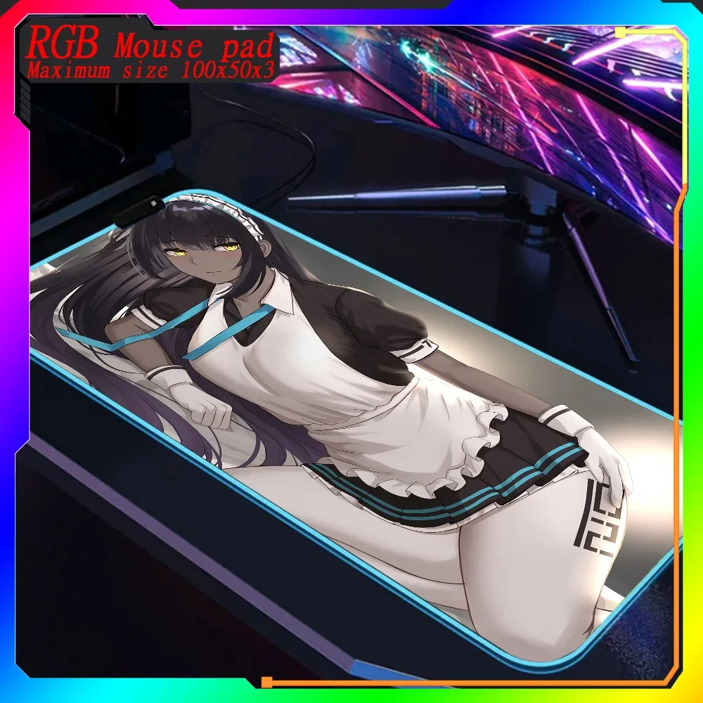 

Hot selling items Azur Lane Kakudate Karin HD printing RGB Keyboard Mouse Pad Rubber Carpet Backlit Desk Mat 1000x500 Mouse Pad