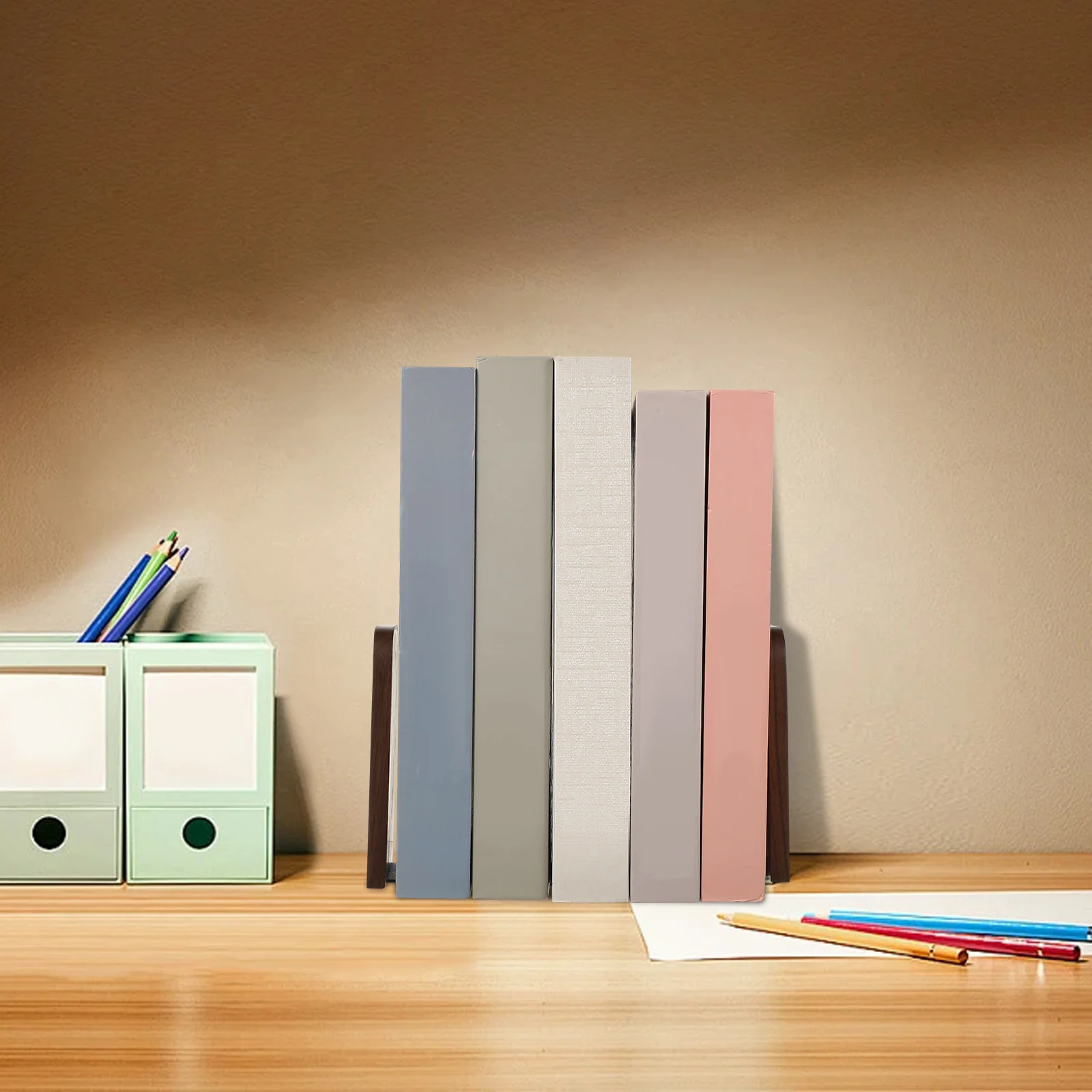 

2Pcs Wood Bookends Heavy Duty Stable Bookend Supports Decorative Shelf Organizer for Books Bookends for Heavy Books