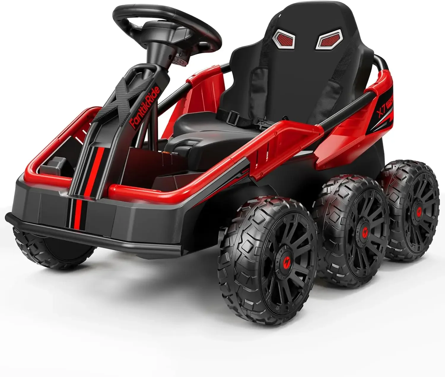 Ride on Toys for Big Kids, Six Eva Wheels UTV, 4x75W 5.9MPH Powerful Electric Car, 4WD/2WD Switch, Pa