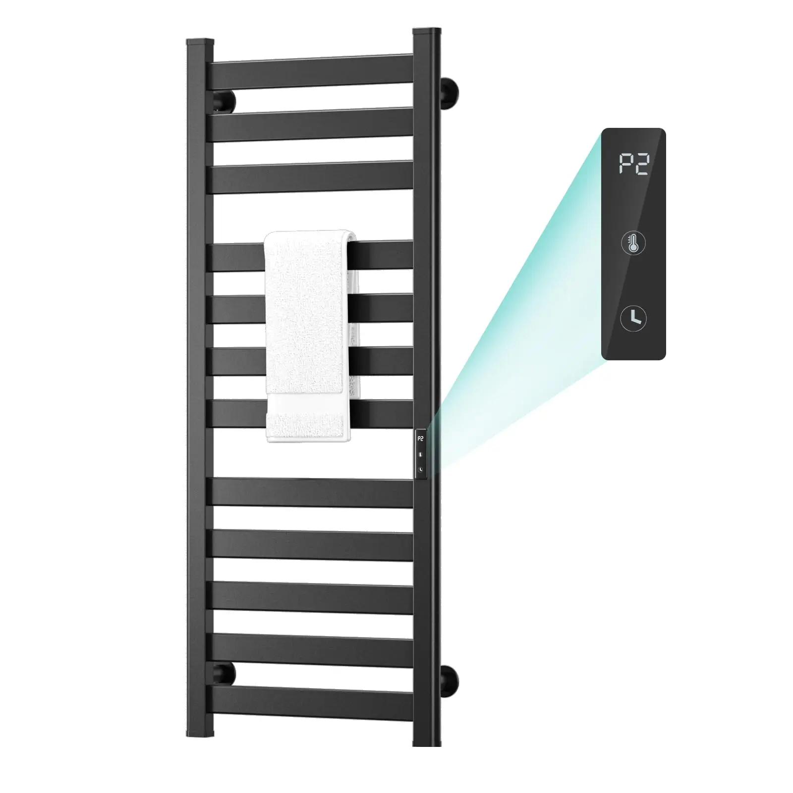 Space Aluminum Wall-mounted Bathroom Towel Warmer / Electric Towel Drying Rack with Timer and Temperature Control