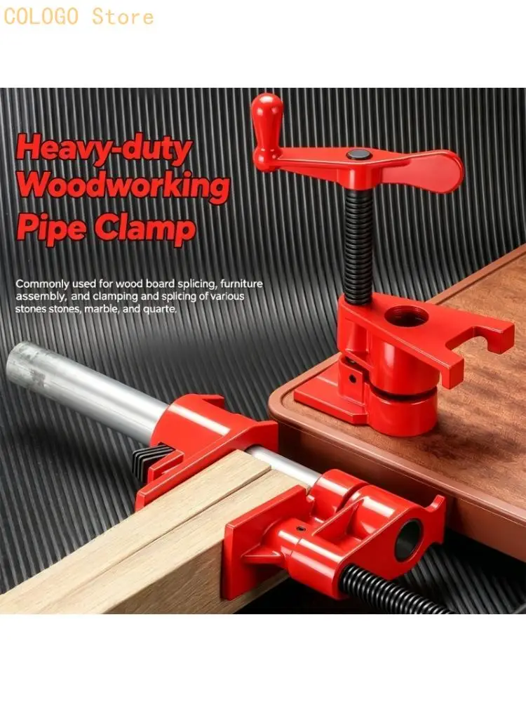 Furniture Assembly Pipe Clamp with Thick Jaw Contact and Threaded Screw Mechanism 1/2 or 3/4 Thread for Wood Board Clamping Work