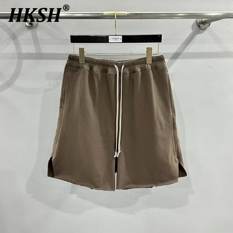 HKSH Spring Summer New Men\'s Tide Streetwear Breathable Cotton Dark Straight Shorts Casual Sweatpants High Street Capris HK1372