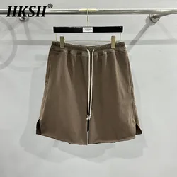 HKSH Spring Summer New Men's Tide Streetwear Breathable Cotton Dark Straight Shorts Casual Sweatpants High Street Capris HK1372