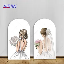 AIBIIN panna młoda dziewczyna łuk tło okładki białe wieczór panieński ślubne dekoracje na przyjęcie urodzinowe akwarela bukiet kwiatów tło ściany
