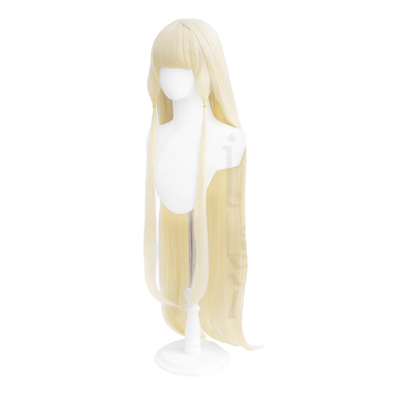 High Quality Chobits Chi Cos Wig 120cm Light Gold Heat-resistant Synthetic Hair Halloween Party Anime Cosplay Wigs+wig Cap