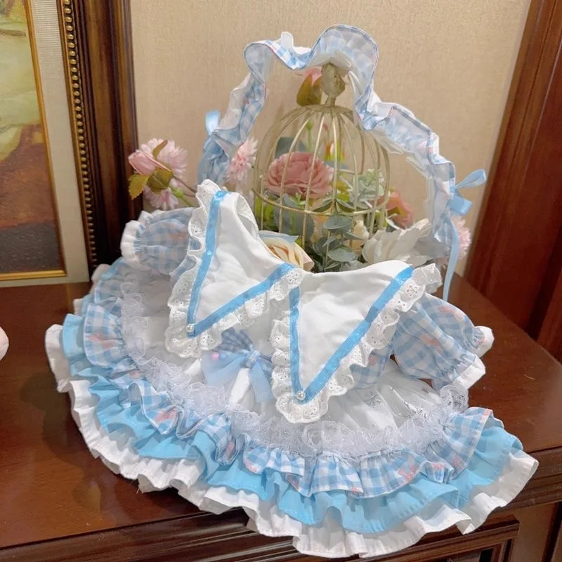 블루 인형 드레스 40CM 20CM 15CM 면 인형 옷, 50-55CM 리본 인형 치마