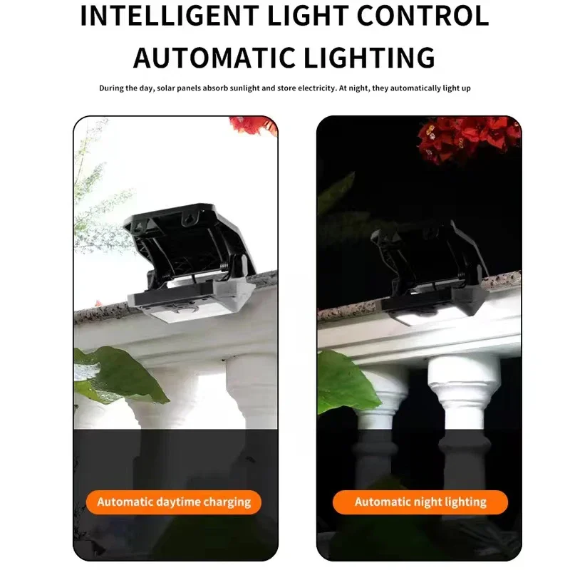 Solar Lights Outdoor, Clip On Garden with Motion Sensor, IP65 Waterproof Rechargeable 3 Modes Security Light Fence Pathways