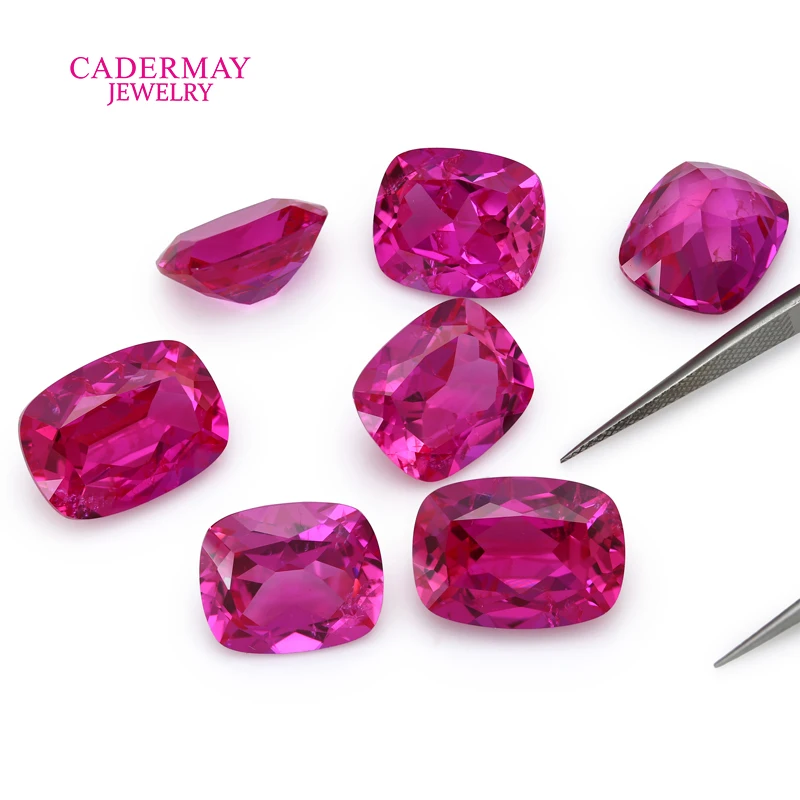 CADERMAY الوردي روبي الأحجار الكريمة المدخلات 4x6 مللي متر-12x16 مللي متر وسادة طويلة الوردي الوردي مختبر نمت روبي أحجار فضفاضة لصنع المجوهرات #2