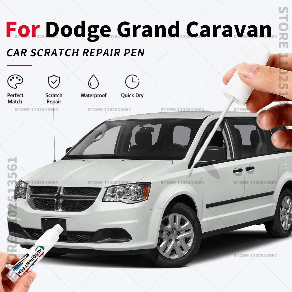 Car Paint Repair Marker Pen Quick Dry Scratch Remover Touch Up Coating Pen For Auto Accessories For Dodge Grand Caravan White