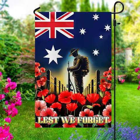 Australian Veteran Anzac Day Lest We Forget Flag Yard Flag, Funny Garden Flag bob VVL YYX