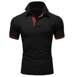 2024 New men's short sleeved casual solid color seasonal polo for foreign trade