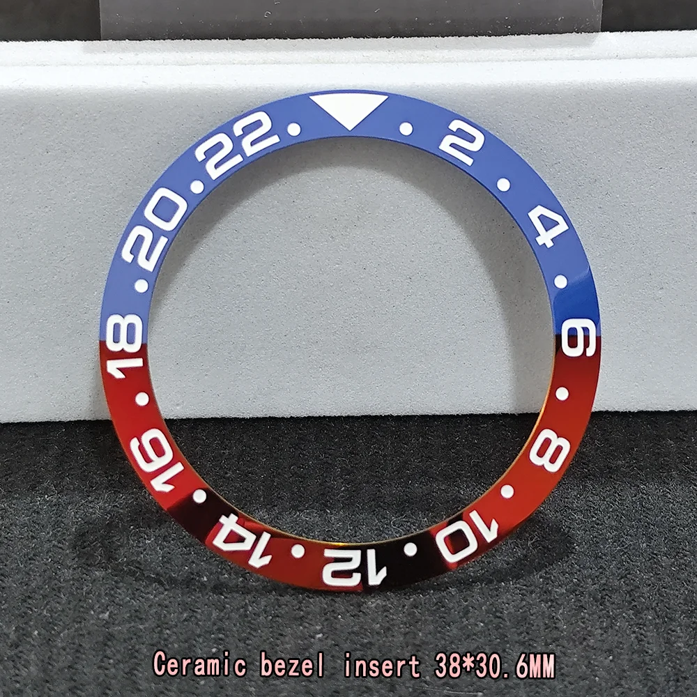 Inclinazione 38 * 30,6 mm lunetta per orologio in ceramica GMT e inserti per orologi subacquei adatti per 40 mm sostituzione di accessori Fashionistas