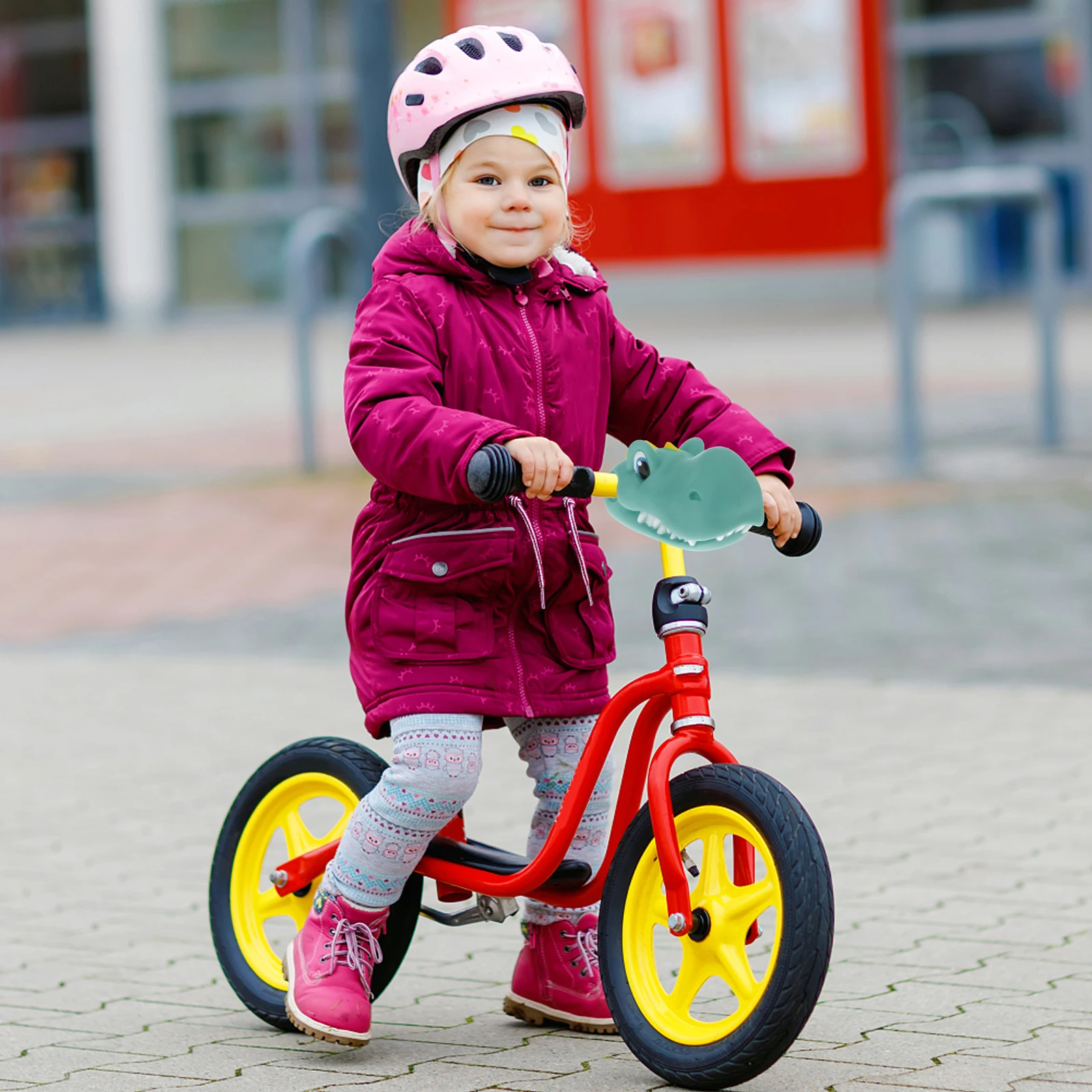 

Bicycle Handlebar Decorations Scooter Accessories Cartoon Dinosaur Grips for Kids Girls Boys Safe Silicone Material