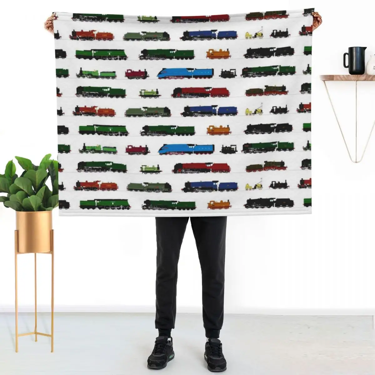 Iconic British Steam Trains Throw Blanket Flannel Fabric Hairys Flannels Summer christmas gifts Furry Blankets