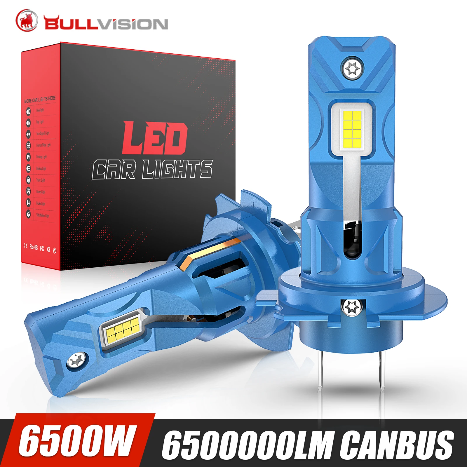 2PCS H7 LED Canbus Car Lights 30000LM 110W LED Headlights Auto Diode Lamp Plug&Play Tube Lights for Auto12V Bullvision