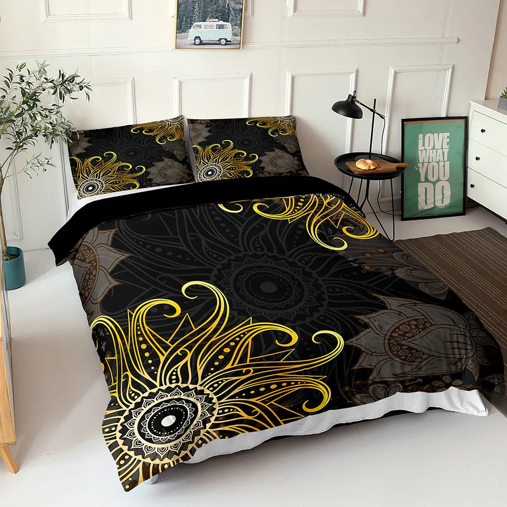 Bohemian Three-piece Suit Mandala Bedding Set Twin Queen King Size Comforter Soft Duvet Quilt Cover and Pillowcase