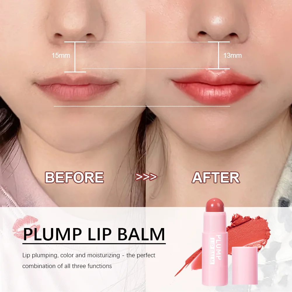 4.8G Hydraterende Mollige Lippenbalsem Stok Naakt Roze Lippenstift Voor Voller Lippen Extreme Lip Voller Instinct Volumizing Lip Make-Up