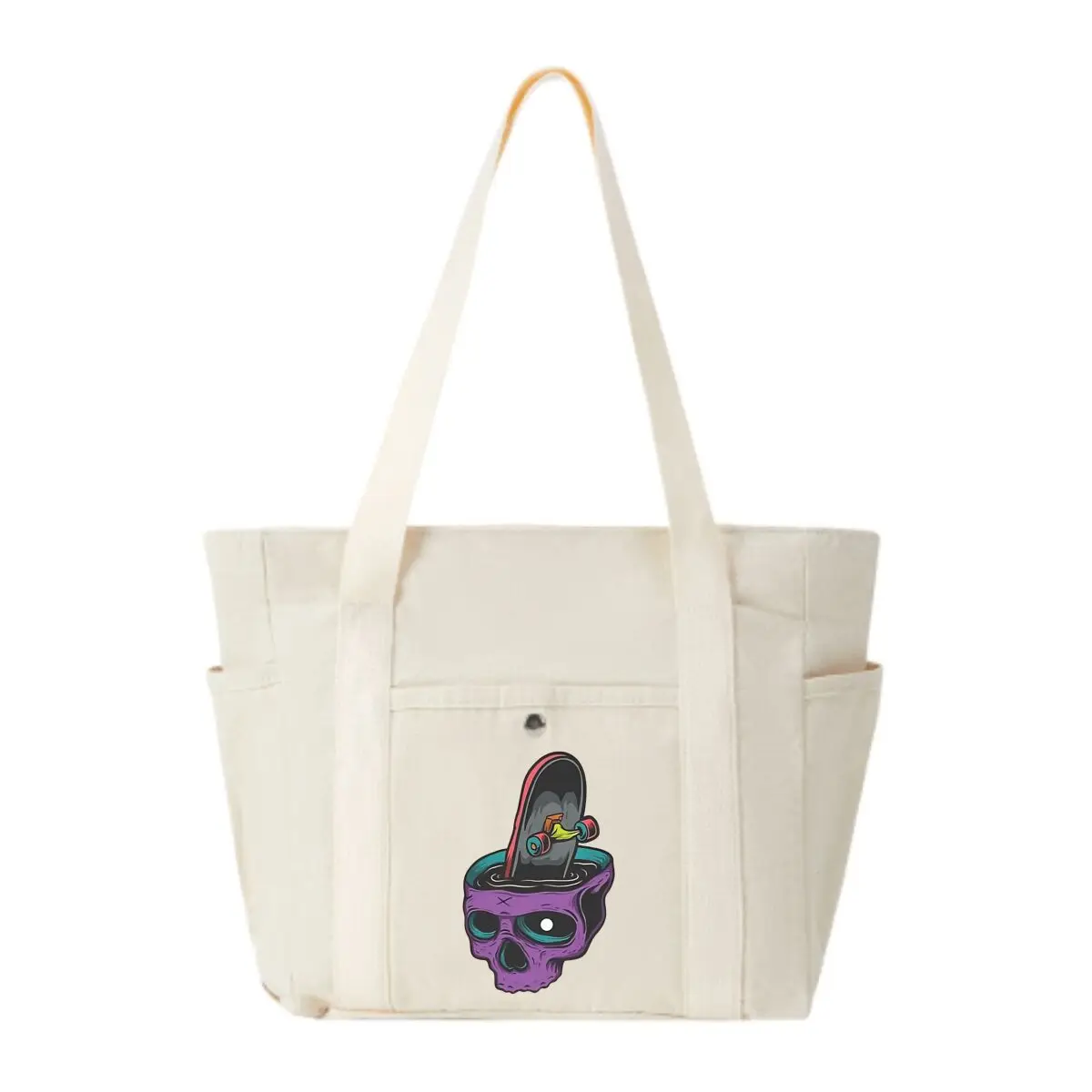 

Ferocious Skull Skateboard New Women's Shoulder Bag Handbag Simple Canvas Tote Bag Daily Commuting