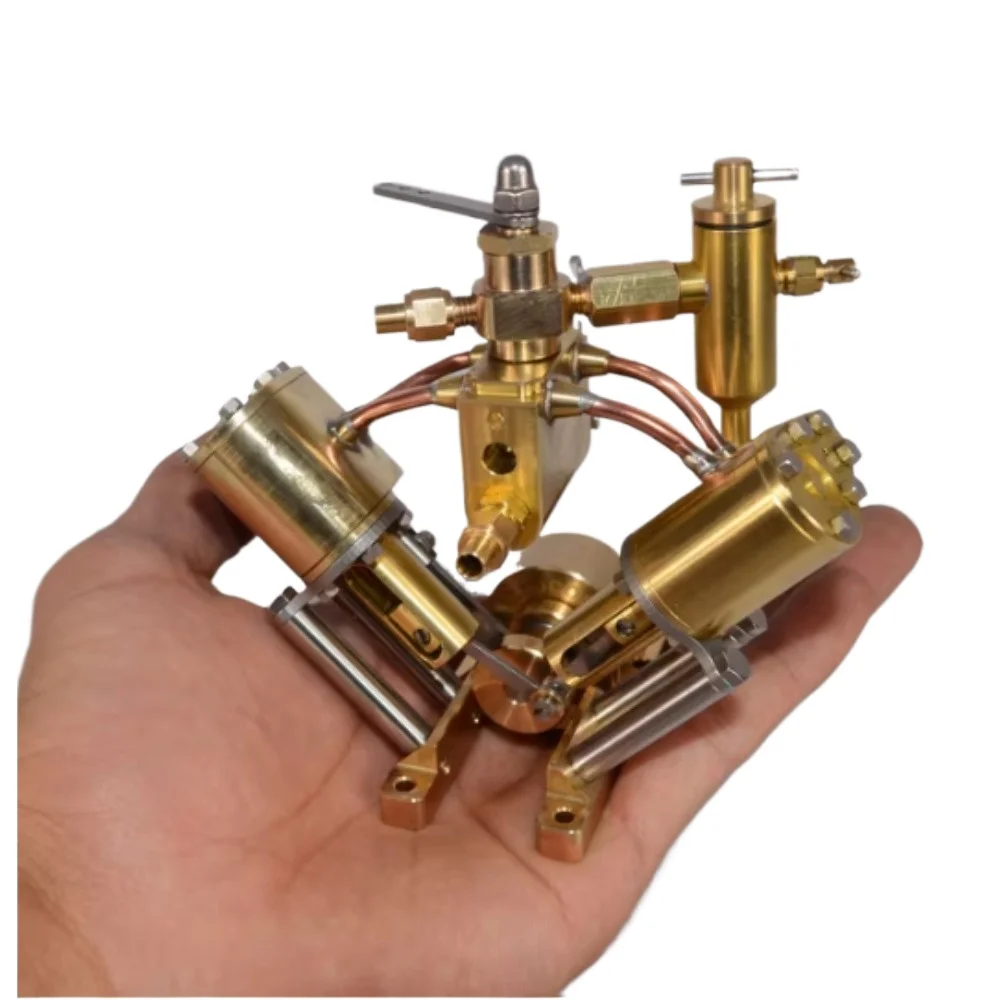 

Модель двухцилиндрового возвратно-поступательного парового двигателя, металлическая латунная модель двигателя V-образного типа для моделей корабля от 0,8 до 1,3 метра, двигатели