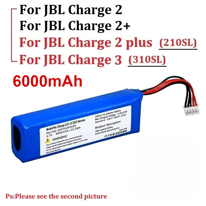 

Two Versions Original for JBL Charge2 Charge 2+ 6000mAh Battery 210SL for JBL Charge 2plus 310SL for JBL Charge 3 Audio Battery